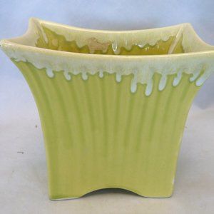 Vintage Marietta Modern yellow pottery vase mid century atomic M-104 planter